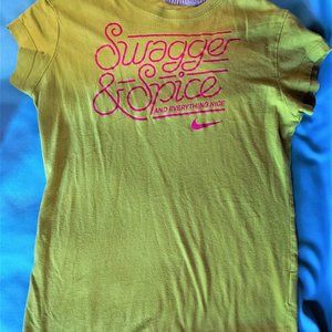 Nike Short Sleeve T Shirt, Swagger & Spice And Everything Nice, Pink On Yellow